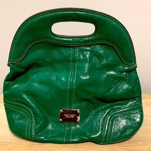 Nine West Green Glossy Fold Over Clutch